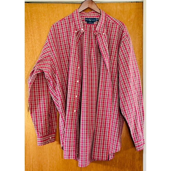 Ralph Lauren Blake Men's XXL Red Plaid Button Down Shirt 100% Cotton Preppy - Picture 2 of 12